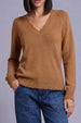COTTON CASHMERE FRAY EDGE V-NECK SWEATER