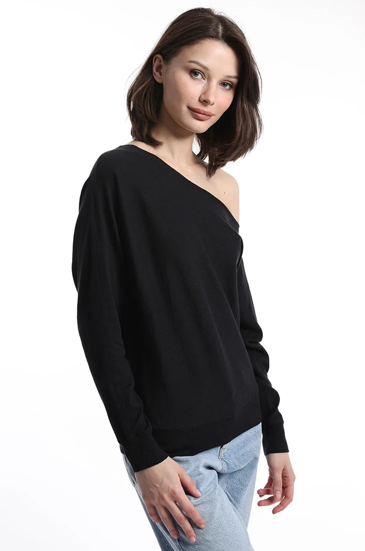 COTTON CASHMERE OFF THE SHOULDER TOP