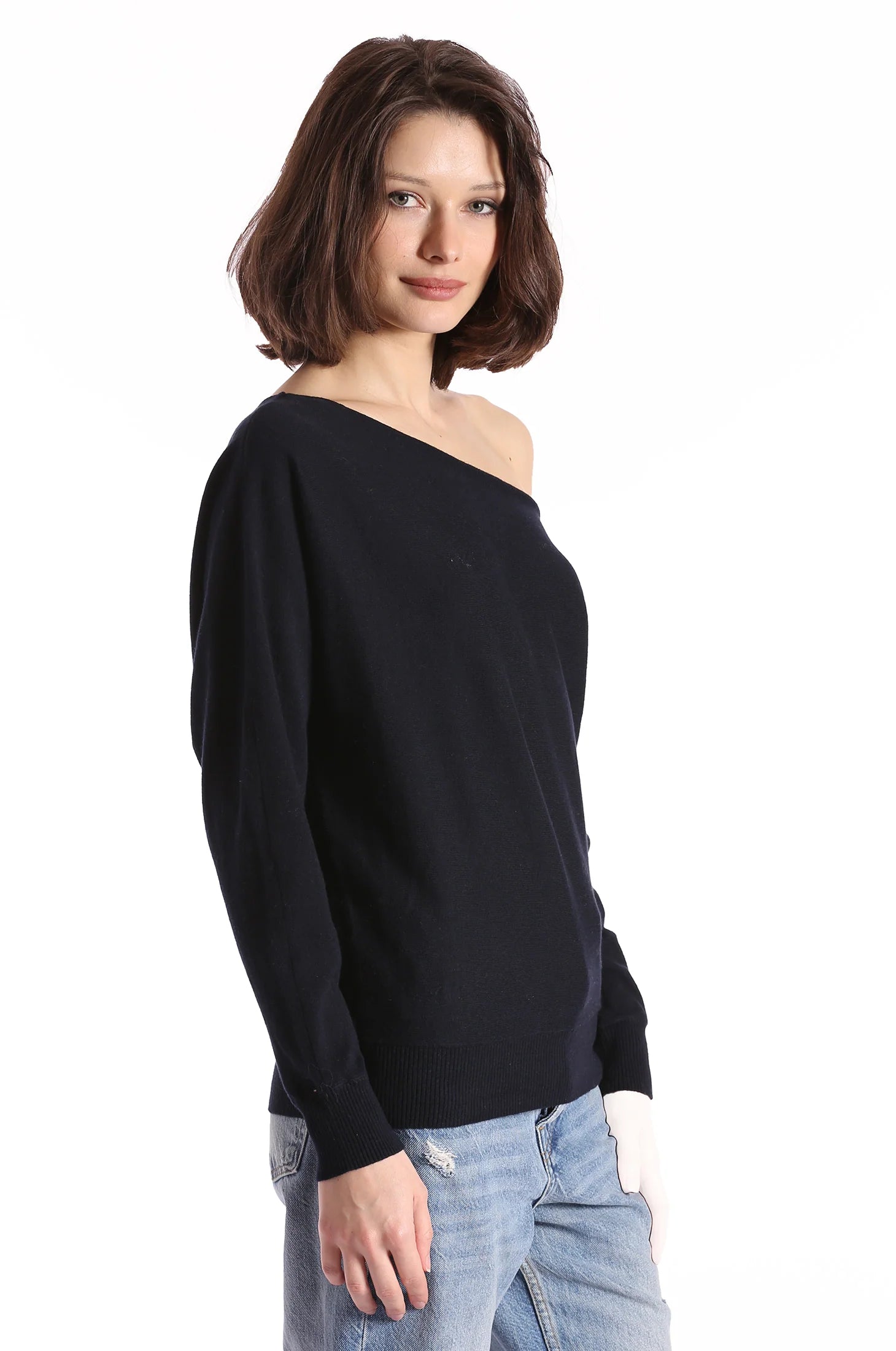 COTTON CASHMERE OFF THE SHOULDER TOP
