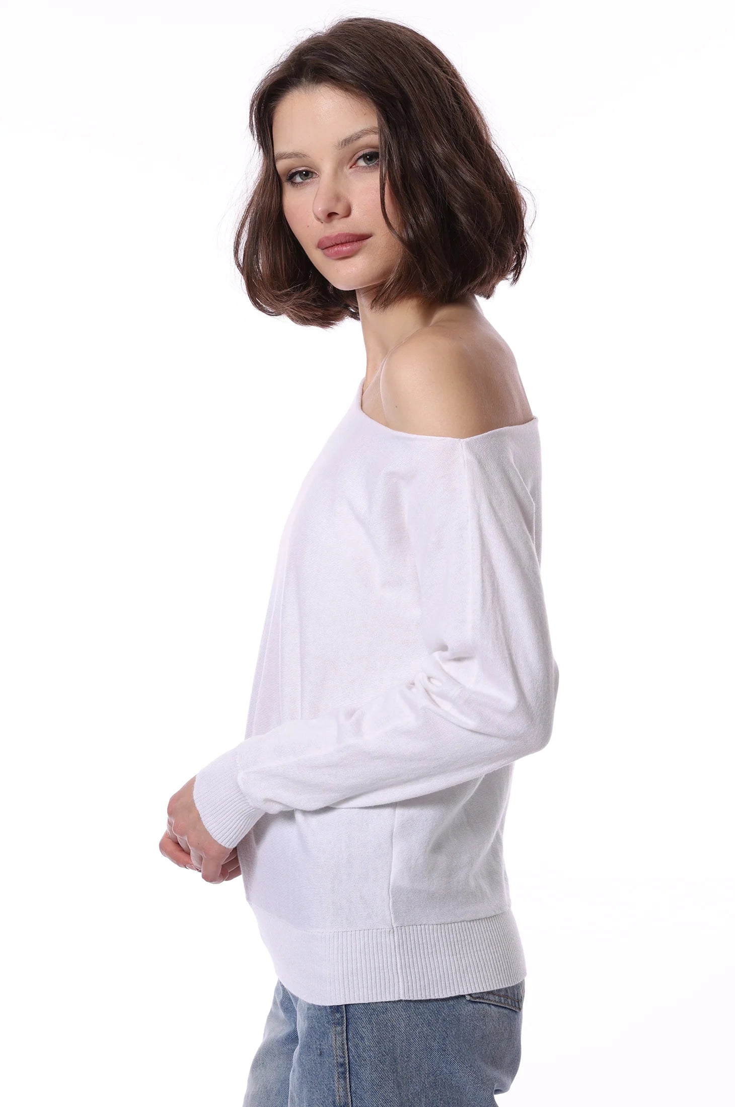 COTTON CASHMERE OFF THE SHOULDER TOP
