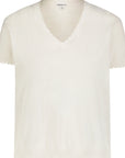 COTTON CASHMERE FRAYED V-NECK TEE