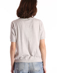 COTTON CASHMERE FRAYED V-NECK TEE