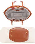 FAUX LEATHER TRIM TOTE BAG