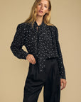 ALMA SILK POLKA DOT TIE NECK BLOUSE