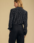 ALMA SILK POLKA DOT TIE NECK BLOUSE