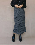 GRID PRINT BIAS SKIRT WITH TIE