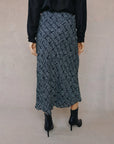 GRID PRINT BIAS SKIRT WITH TIE