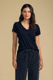 LILITH COTTON SLUB V-NECK TEE