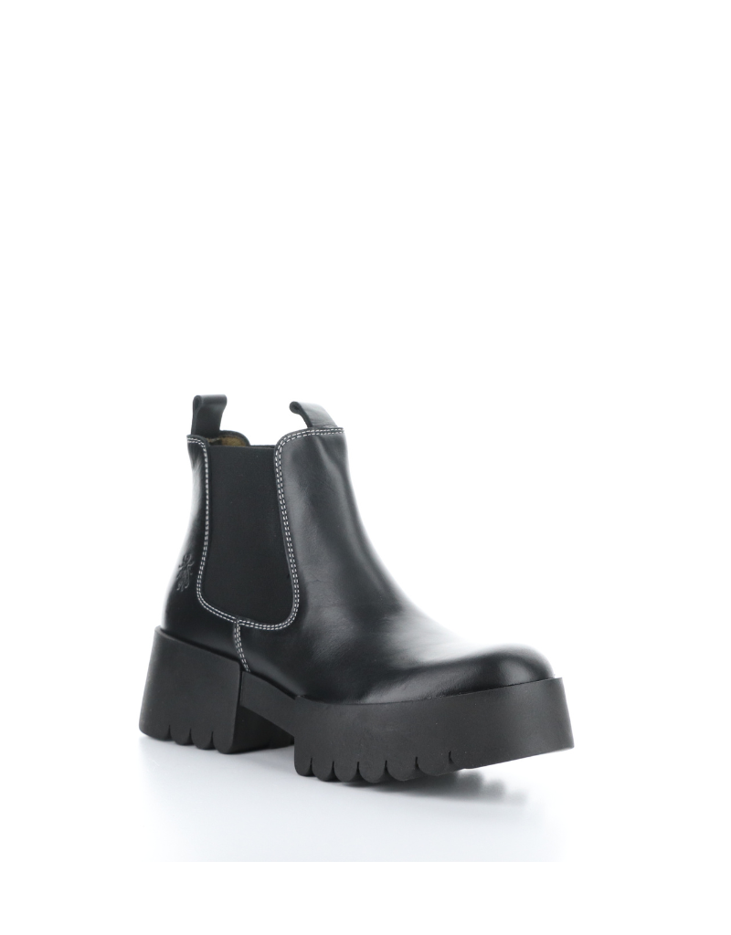 fly london exia lug sole chelsea boot in black, main view