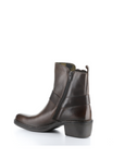 fly london mebi motorcycle boot in brown, left angled view