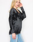 WASHED OUT TIE DYE LONG SLEEVE DOLMAN TOP