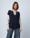 RAELYN COLOUR BLOCK JOHNNY COLLAR SWEATER
