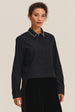 JOCELYN PEARL TRIM COLLAR POPLIN SHIRT