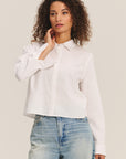 JOCELYN PEARL TRIM COLLAR POPLIN SHIRT