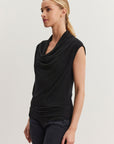 ARLIE COWL NECK TENCEL KNIT SLEEVELESS TOP