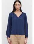 AZALEA RAYON CHALLIS LONG SLEEVE TOP