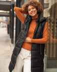 VEO LONG LEATHER PUFFER VEST