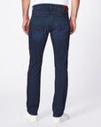 waist down rear view of the federal slim straight jean from paige in russ blue