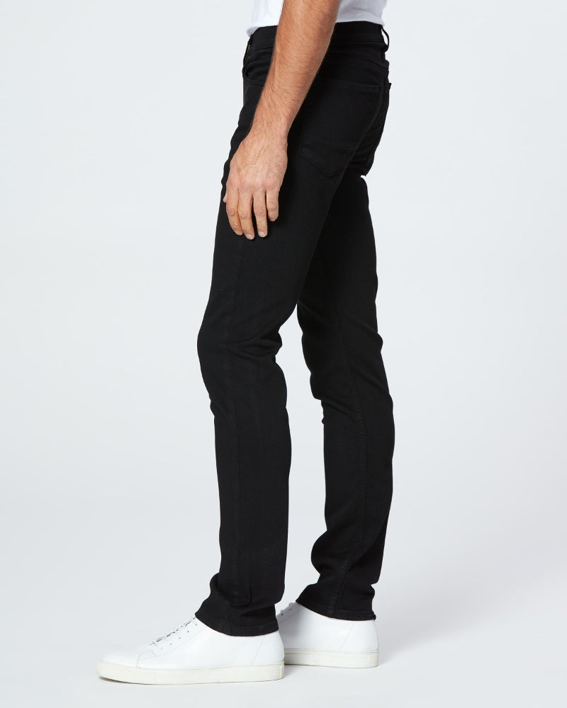 waist down side view of the lennox skinny fit jean from Paige in black shadow