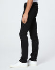 waist down side view of the lennox skinny fit jean from Paige in black shadow