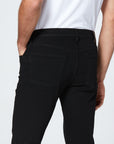close up rear view of the lennox skinny fit jean from Paige in black shadow, showing pocket detail